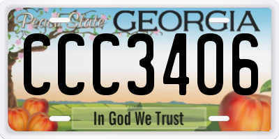 GA license plate CCC3406