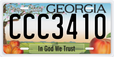 GA license plate CCC3410