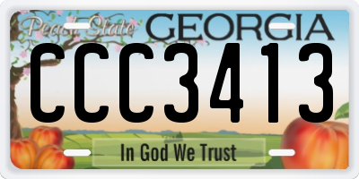 GA license plate CCC3413