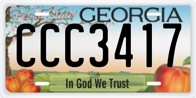 GA license plate CCC3417