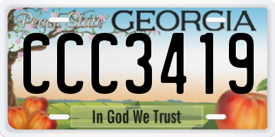 GA license plate CCC3419