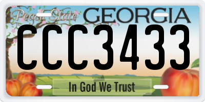 GA license plate CCC3433