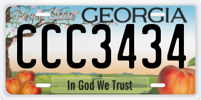 GA license plate CCC3434