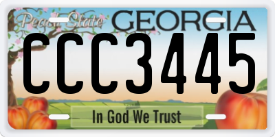 GA license plate CCC3445