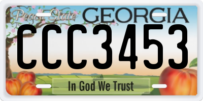 GA license plate CCC3453