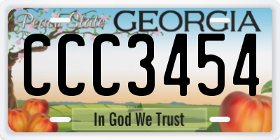 GA license plate CCC3454