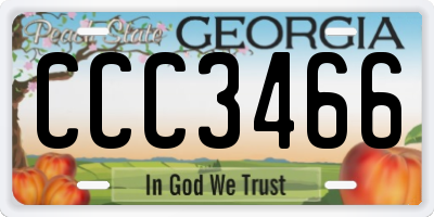 GA license plate CCC3466