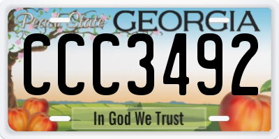 GA license plate CCC3492
