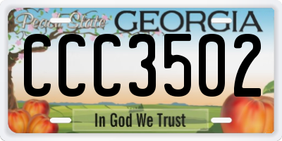 GA license plate CCC3502