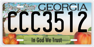 GA license plate CCC3512