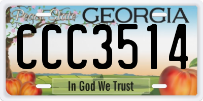 GA license plate CCC3514