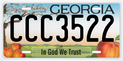 GA license plate CCC3522