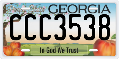 GA license plate CCC3538