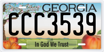 GA license plate CCC3539
