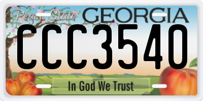 GA license plate CCC3540