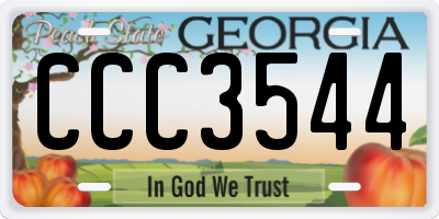 GA license plate CCC3544