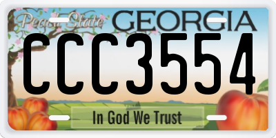 GA license plate CCC3554