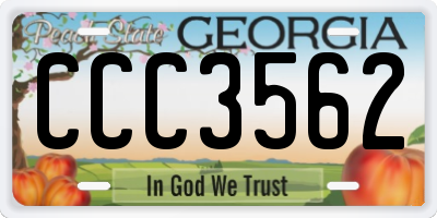 GA license plate CCC3562