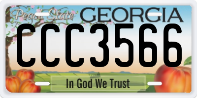 GA license plate CCC3566