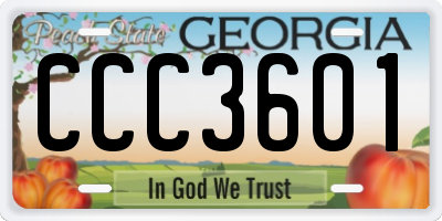 GA license plate CCC3601