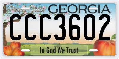 GA license plate CCC3602
