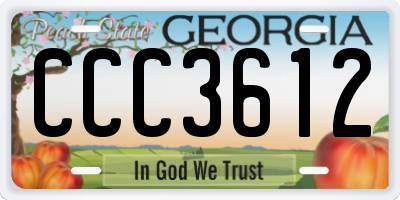 GA license plate CCC3612