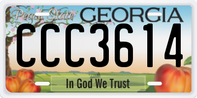 GA license plate CCC3614