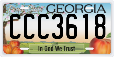 GA license plate CCC3618