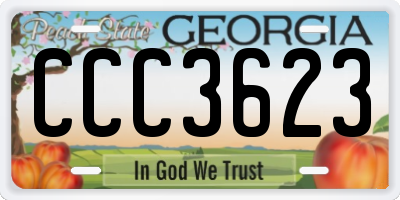 GA license plate CCC3623