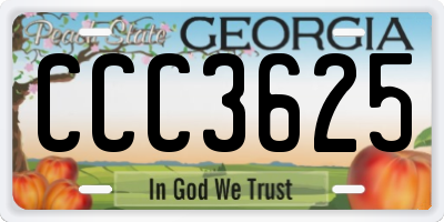 GA license plate CCC3625
