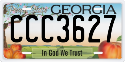GA license plate CCC3627