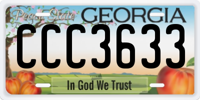 GA license plate CCC3633