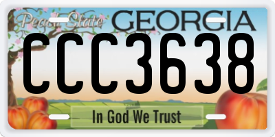 GA license plate CCC3638