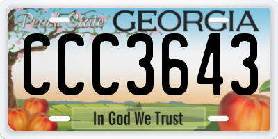 GA license plate CCC3643