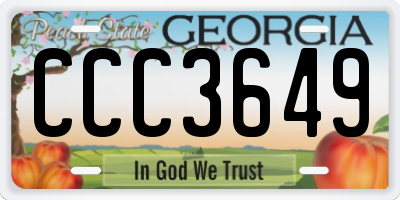 GA license plate CCC3649