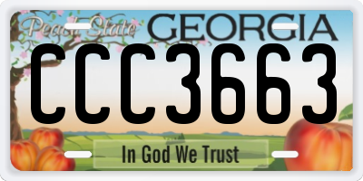 GA license plate CCC3663