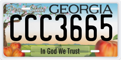 GA license plate CCC3665
