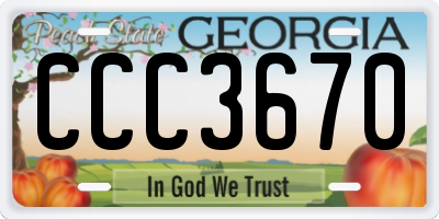 GA license plate CCC3670