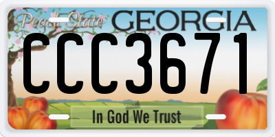 GA license plate CCC3671