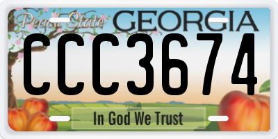 GA license plate CCC3674