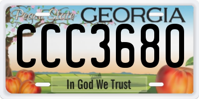 GA license plate CCC3680