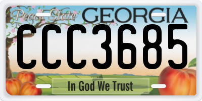 GA license plate CCC3685