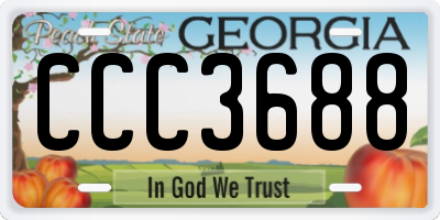 GA license plate CCC3688