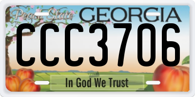 GA license plate CCC3706