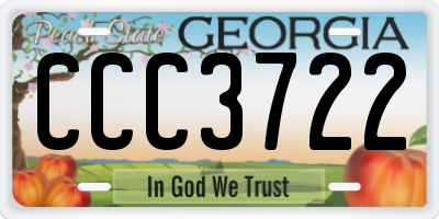 GA license plate CCC3722