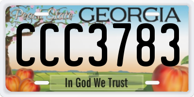 GA license plate CCC3783
