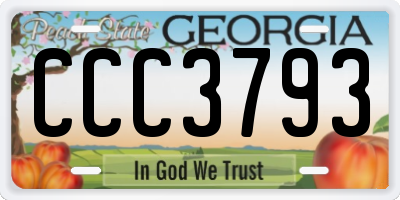 GA license plate CCC3793