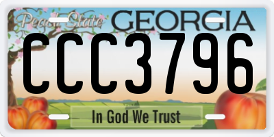GA license plate CCC3796