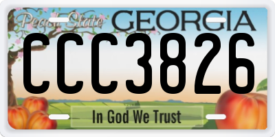 GA license plate CCC3826