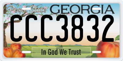 GA license plate CCC3832
